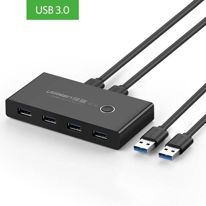 ugreen-สวิตช์-usb-usb-kvm-3-0-2-0-kvm-usb-switcher-สำหรับเครื่องพิมพ์เมาส์และคีย์บอร์ดกล่อง-mi-xiaomi-2ชิ้นพอร์ตแชร์อุปกรณ์-usb-ฮับ4ชิ้น-feona