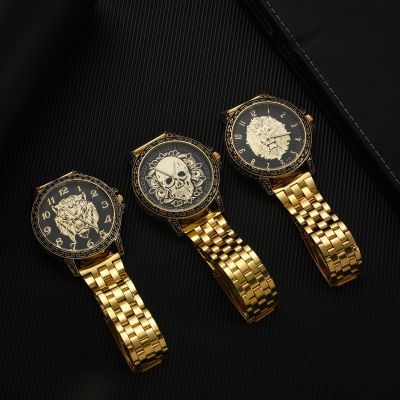 （A creative）ใหม่ GoldLionMen ธุรกิจหรูหรา Militarywatch โกลเด้นสแตนเลสวงผู้ชายนาฬิกาชายนาฬิกา Relógio