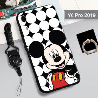 Y6เคสสำหรับหัวเหว่ยนุ่มโปร2019เคสโทรศัพท์คลุมทั้งหมดกล่องทาสีป้องกันการตกป้องกันรอยขีดข่วนฝามีที่ถือวงแหวนโทรศัพท์และเชือก