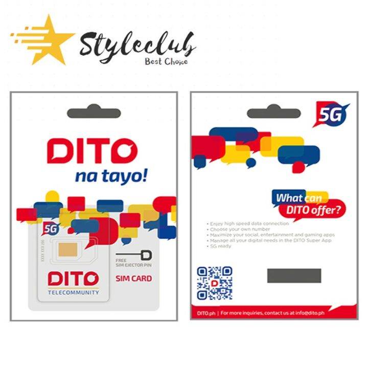 Stylelcub 5G DITO SIM CARD 3Gb 100 minutes call to all Net, unli text ...