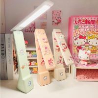 ℡ Sanrio Folding Led Table Lamp Kawaii Hello Kitty Kuromi Cinnamoroll Bedroom Bed Head Desktop Night Light 3 Color Dimmable Lamp