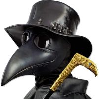 Plague Doctor Black Death Mask Leather Halloween Steampunk PU Carnival Cosplay Adult De Peste Mask Grim Reaper Costume Prop