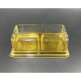 กล่องเค้กหลุม 2 ช่อง ฐานทอง E123 （แพค20ชุด）