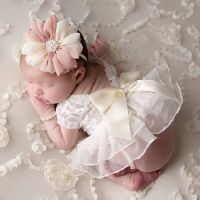 1set Baby Girl Lace Costume Photo Props Newborn Baby Clothes Photography Accessories Hair Band Outfit  by Hs2023