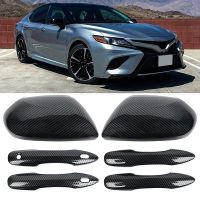 new prodects coming Carbon Fiber Side Door Rearview Mirror Cover Cap Door Handle Cover for Toyota Camry 2018 2021