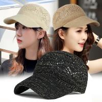 【Hot Sale】 Baseball hat ladies spring and summer outdoor sunscreen sun hollow breathable visor mesh knitted cap