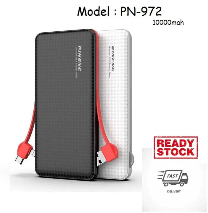 Pineng Powerbank PN972 BuiltIn TypeC & Lightning Cable Power Bank