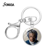 Hip Hop Rapper Keychain for Men Round Glass Pendant Keyrings Holder Buckle Fans Souvenir