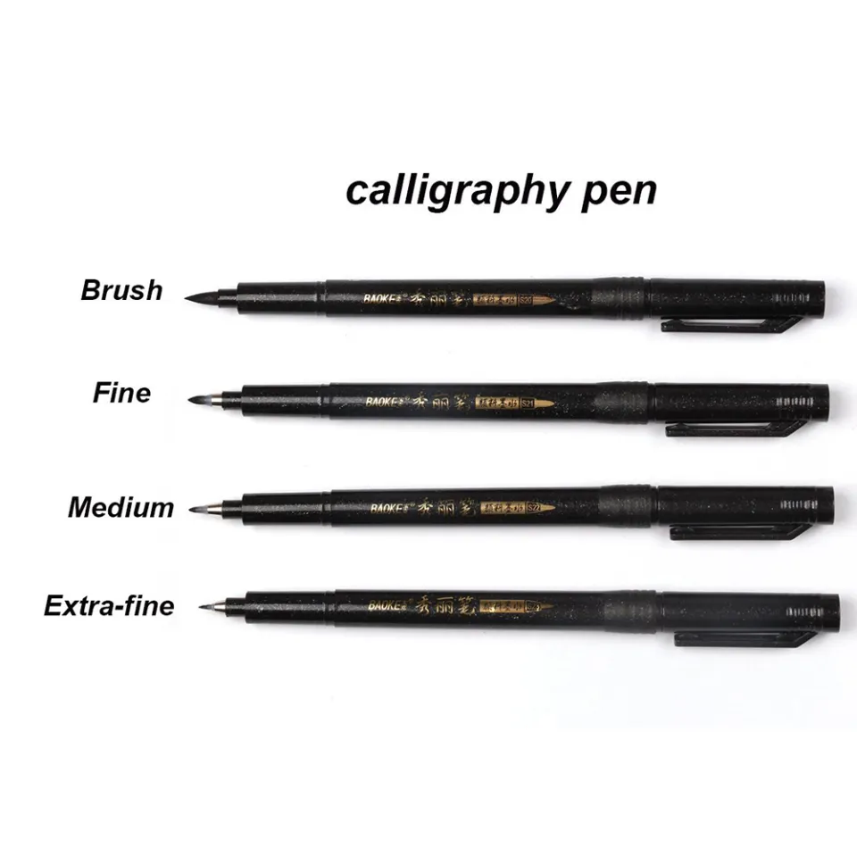 4 Pcs Calligraphy Pens with Ink, Brush Markers Set Hand Lettering Pens for  Students Adults, Black Ink Refillable Fine to Brush Tip Pens for Beginners  Writing Signature Illustration Drawing, 4 Sizes 