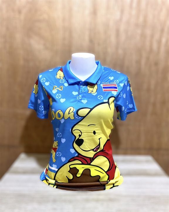 ราคาถูก-เสื้อกีฬาผู้หญิง-ทีมชาติไทย-ลายหมีพู-ฟรีไซส์-อก32-36-ใส่ได้