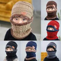 ▩  1Pcs Hat Scarf Set Kids Bean Knitted Scarf Cap Children Autumn Winter Fleece Warm Knitted Scarf Hat for Boys Girls