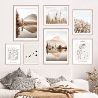 Boho Morning Mist Natural Landscape Poster Abstract Line Art Gallery Canvas Paintings Wall Print Picture Living Room Home Decor