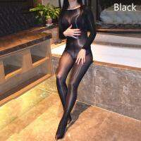 พลัสขนาดเต็ม bodystocking น้ำมันมันวาวสูงเงาไนล่อนบอดี้สูท tights bodyhose สีขาว