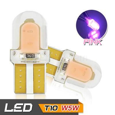 65Infinite (แพ๊คคู่ COB LED T10 W5W สีชมพู) 2x COB LED Silicone T10 W5W  ไฟหรี่ ไฟโดม ไฟอ่านหนังสือ ไฟห้องโดยสาร ไฟหัวเก๋ง ไฟส่องป้ายทะเบียน ไฟส่องเท้า กระจายแสง 360องศา CANBUS สี ชมพู อม ม่วง  (Pink)