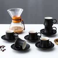 Luxury Ceramic Black Coffee Cup and Saucer Set Turkish Espresso Mug Simple Household Matte Afternoon Tea Cup To Send Shelf 80ml