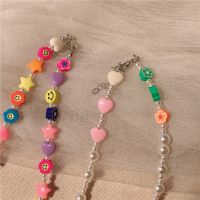 Korean Cute Bead Pearl Necklace Smile Face Star Chain Choker ashion Accessories Jewelry