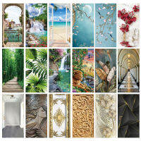 Lion Jungle ประตูสติกเกอร์ Self-Adhesive PVC เต็มรูปแบบบนตู้เย็นห้องนอนห้องนั่งเล่นน้ำตกไม้ไผ่วอลล์เปเปอร์โปสเตอร์ Mural