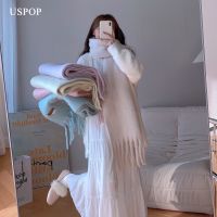 [A Flexible] USPOP ใหม่ผู้หญิงผ้าพันคอยาวผ้าพันคอพู่ขนาดใหญ่นุ่มสีทึบห่อ Pashmina