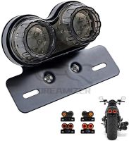 ไฟท้ายรถจักรยานยนต์12V Dual LED แบบบูรณาการป้ายทะเบียนไฟเลี้ยวสำหรับ Bobber Chopper Cafe Racer Moto ด้านหลังหยุด Light