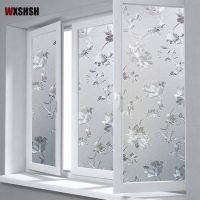 Hibiscus Flower Pattern Window Film PVC Frosted Private 3D Static Cling Privacy Protection Glass for Meeting Room Drop-Shipping Window Sticker and Fil