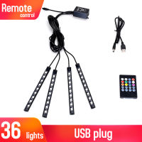 Led Car Interior Backlight With Usb Lighter Ambient Atmosphere Mood Light Rgb Remote App Auto Foot Decorative Lamp