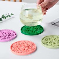 【CC】 Round Resistant Silicone Drink Cup Coaster Tiger Engraving Pattern Non-slip Pot Holder Table Placemat Accessory