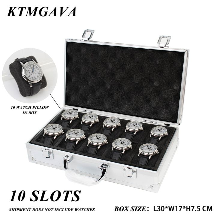 10-slots-watch-storage-box-aluminum-alloy-useful-jewelry-wrist-watches-holder-display-box-watch-holder-box-organizer-toolbox-adhesives-tape