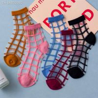 ☎ 1 Pair Women Socks 15 Styles Harajuku Thin Transparent Socks Striped Plaid Dots Breathable Funny Socks Casual Ankle Socks