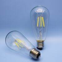 [Super bright bulb] 2ชิ้น ST64 6วัตต์120โวลต์220โวลต์ LED วินเทจเอดิสันหลอดไฟล้างโบราณเส้นใยตกแต่งเย็นสีขาว (6000พัน) E26 E27