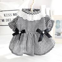 Mutli Colors Lace Design Dresses for Dogs 2023 Spring and Summer Thin Vintage Black and White Plaid Design Small Dog Skirts Dresses