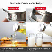 1800ML Glass Water Kettle Stainless Steel Water Bottle Lid Handle Large Capacity Water Pitcher Jug Fruit Juice Drinkware