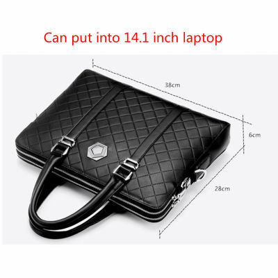 Men Business Briefcase Leather Handbag New Design Coded Lock Shoulder Crossbody Bag Male Messenger Double Layers Anti-theft Bags