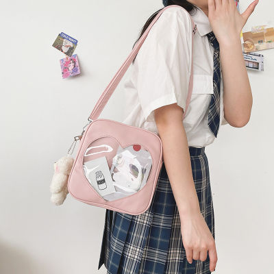 Funny Messenger Bag Transparent Love Pu Messenger Bag Cute Messenger Bag Preppy Messenger Bag Japanese Messenger Bag