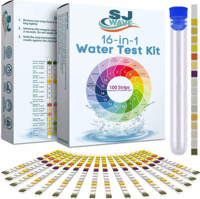 SJ WAVE 16 in 1 Drinking Water Test Kit |High Sensitivity Test Strips detect pH, Hardness, Chlorine, Lead, Iron, Copper, Nitrate, Nitrite | Home Water Purity Test Strips for Aquarium, Pool, Well & Tap Water