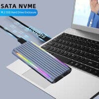 M.2 NVME SATA SSD กรณีอลูมิเนียม Solid State Drive Adapter Enclosure USB3.1 10Gbps Mb MKey RGB สำหรับ228022602242 Ssd