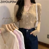 Zxyouping เสื้อแจ็กเก็ตกันหนาว แขนยาว ผ้าถัก สีพื้น สไตล์ใหม่ สําหรับผู้หญิง