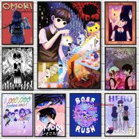 Omori เกมโปสเตอร์-Surreal จิตวิทยาสยองขวัญเกมอะนิเมะผ้าใบจิตรกรรมฝาผนังศิลปะรูปภาพ-ยอดนิยมห้องเด็กบ้านคลับตกแต่ง