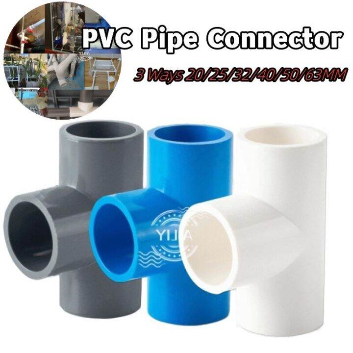 PVC Pipe Tee Connector 20/25/32/40/50/63Mm 3Way Joints Tube T Adapter ...