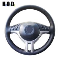 【ขายร้อน】 hcpdpqdสีดำพวงมาลัยหนังที่กำหนดเอง Hand-Stitched สำหรับ BMW E39 E46 325i E53 X5 X3