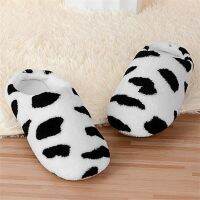 Anti-Skid Slippers Soft Plush Milk Cow Pattern Home Slipper Coral Velvet Shoes