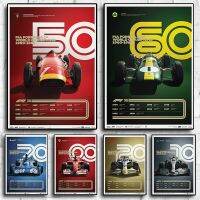 Vintage Car Fleet ภาพพิมพ์โปสเตอร์คุณภาพสูตร1 80S Racing F1 Wall Art หน้าแรกห้องนั่งเล่นห้องนอนตกแต่งภาพวาดผ้าใบ