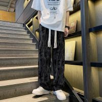 ▩ 2023 high street ins casual pants mens spring and autumn new versatile straight pants loose youth wide-leg plus velvet pants