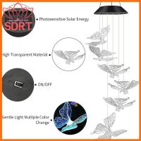 ไฟสวนจากแสงอาทิตย์สำหรับตกแต่งของแขวนตกแต่งไฟ LED เปลี่ยนสีได้ระฆังลมไฟระฆังลมไฟผีเสื้อ
