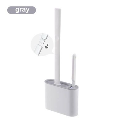 Wall Hanging TPR Toilet Brush with Holder Set Silicone Bristles for Floor Bathroom Cleaning