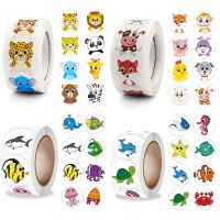 【CW】﹍✳  500/1000pcs Reward Stickers Children Kids Cartoon Zoo Animals Learnging Euducation Scrapbook Sticker Roll Labels