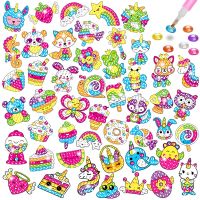 Kids Big Gem Diamond Painting Stickers Kit 12Pcs DIY Stickers Arts Cartoon Animal Diamond Painting by Numbers Arts Children Toys