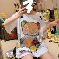 SSeE U Women Cartoon Tshirt Diamond Bear Tshirt Summer T-shirt Cute Fashion Tshirt