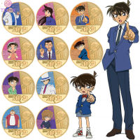 TEQIN Anime Detective Conan Commemorative Coin With Gift Box Cartoon Anime Coins For Gifts Fans Collection