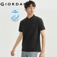 GIORDANO ผู้ชาย เทคโนโลยีขั้นสูงความรู้สึกเย็นน้ำแข็งออกซิเจนเย็นถักปักแขนสั้นโปโล Free Shipping 01013392