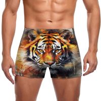 Tiger Swimming Trunks Animal Head Quick Dry Custom Swim Boxers Large Size Pool Man Swimwear Swimwear